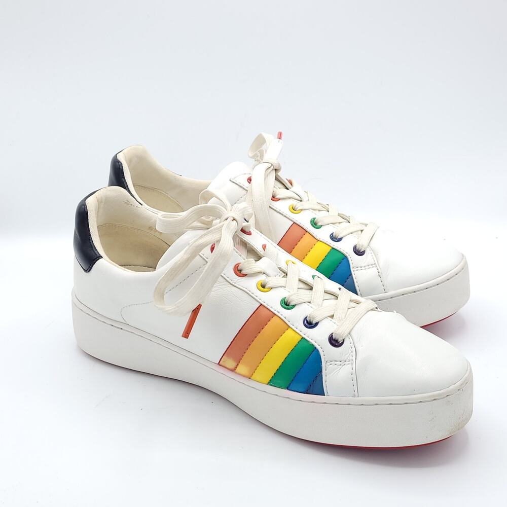 Michael Kors Poppy Rainbow white sneakers women's size 10 - Picture 3 of 9